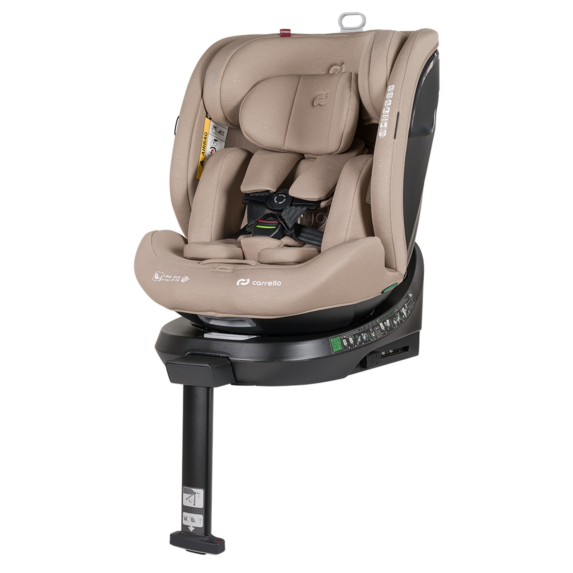 Автокрісло CARRELLO Octopus CRL-16002 Sandstone Beige i-Size 40-150см ISOFIX, поворот, опор.стійка