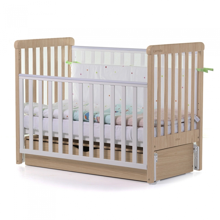 Ліжко дитяче CARRELLO Alba Біло-Букове + короб, маятниковий механізм